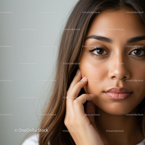Elegant Woman Portrait with Brown Hair and Captivating Eyes