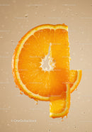Fresh Orange Slice with Water Droplets in Soft Light