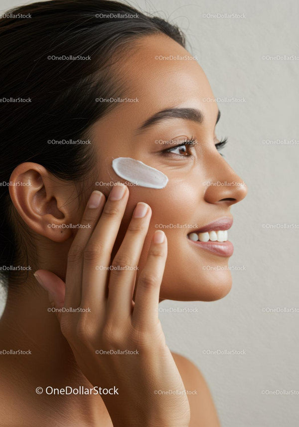 Healthy Glowing Skin Woman Applying Facial Moisturizer
