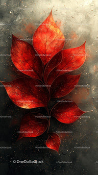 Vibrant Red Autumn Leaves in Artistic Botanical Composition