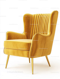 Elegant Yellow Armchair with Velvet Upholstery for Stylish Living Spaces