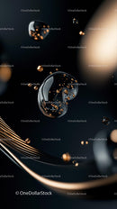Luxury Abstract Bubbles with Gold Accents in Modern Digital Art