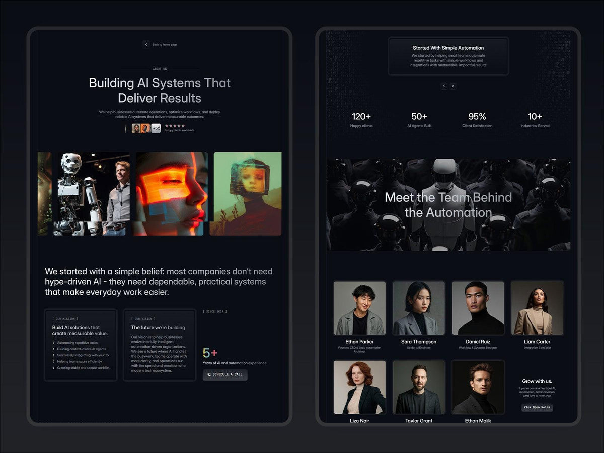 Clavion Framer template website sections preview