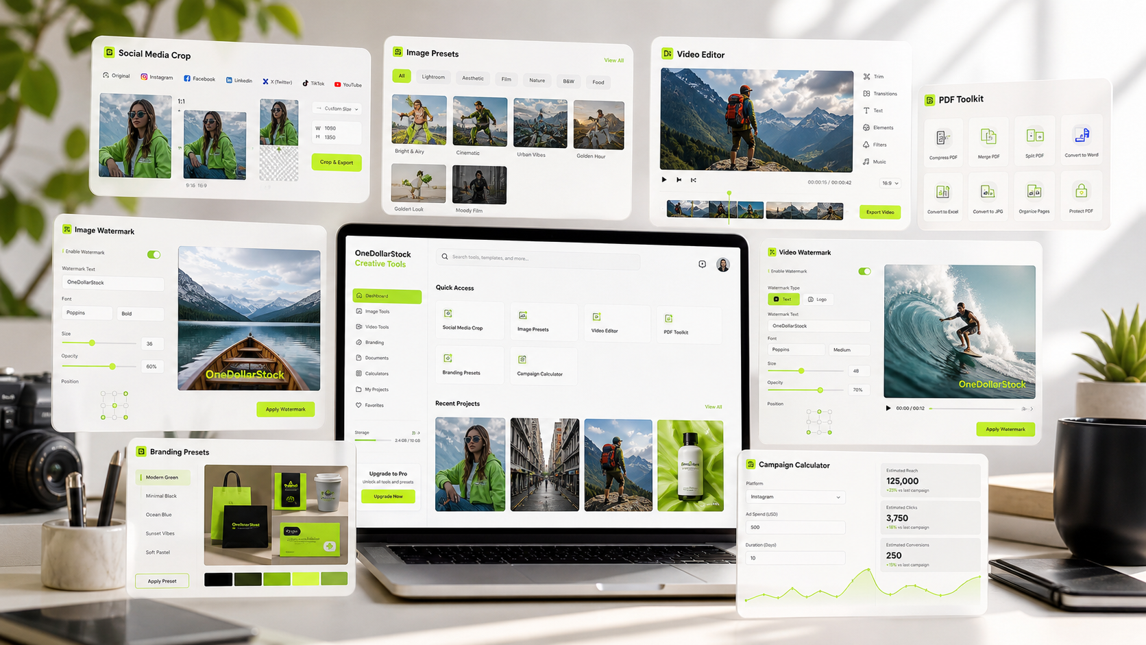 OneDollarStock Creative Tools workspace preview