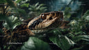 Brown and Black Snake Hidden Among Green Leaves in Natural Habitat