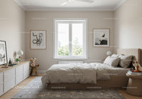 Modern Bedroom with Beige Walls and Natural Light