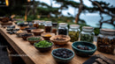 Herbal Spices and Dried Herbs in Rustic Outdoor Setting
