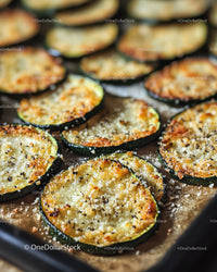 Baked Zucchini Slices with Cheese and Herbs in a Rustic Style