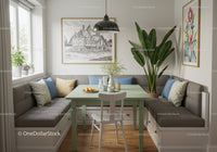 Bright Cozy Kitchen Corner with Green Foliage and Stylish Decor