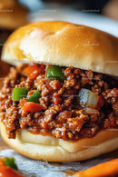 Juicy Sloppy Joe Sandwich with Seasoned Beef and Vegetables
