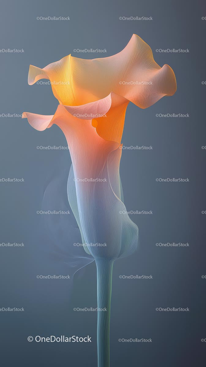 Elegant Calla Lily in Soft Pink and Orange Tones Studio Shot