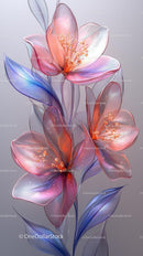 Elegant Glass Flower Composition with Translucent Petals in Pastel Colors