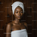 Elegant Woman with Towel Wrap Relaxing in Spa Setting