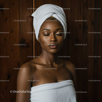 Elegant Woman with Towel Wrap Relaxing in Spa Setting