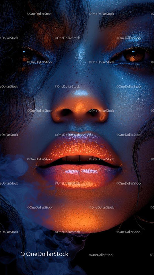 Futuristic Neon Portrait with Luminous Makeup and Vibrant Colors
