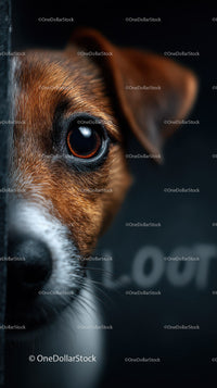 Close-up of a Brown and Black Dog's Eye with Furry Face