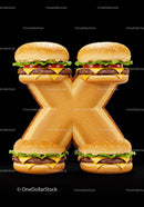 Creative Letter X Made of Cheeseburgers and Toast