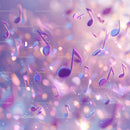 Vibrant Musical Notes Floating in Colorful Abstract Background