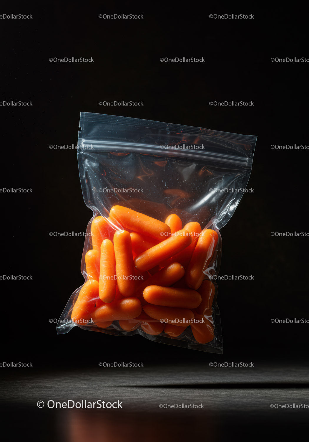 Fresh Baby Carrots Packed in Clear Resealable Bag