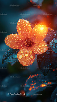 Vibrant Orange Flower with Water Droplets in Bloom