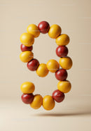 Creative number nine made of floating citrus fruits