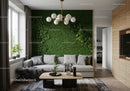 Modern Living Room with Green Wall and Cozy Sofa