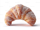 Fresh Croissant with Powdered Sugar on White Background