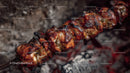 Colorful Grilled Meat and Vegetable Skewers on Barbecue Grill