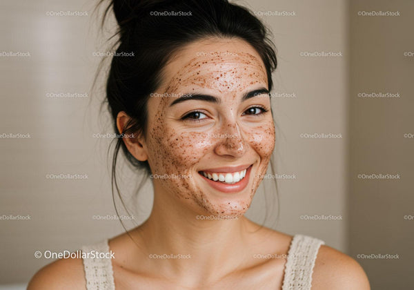 Woman with Freckled Face Smiling in Natural Light