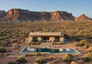 Modern Desert House with Pool and Mountain View in Arid Landscape