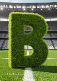 Green Grass Letter B Standing on Sports Field