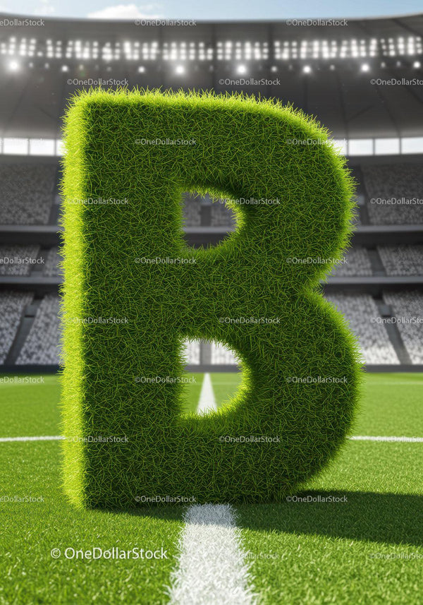 Green Grass Letter B Standing on Sports Field