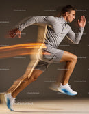 Athlete in Motion Sprinting with Dynamic Speed Effect