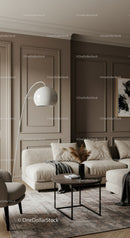 Elegant Modern Living Room with Beige Sofa and Minimalist Decor