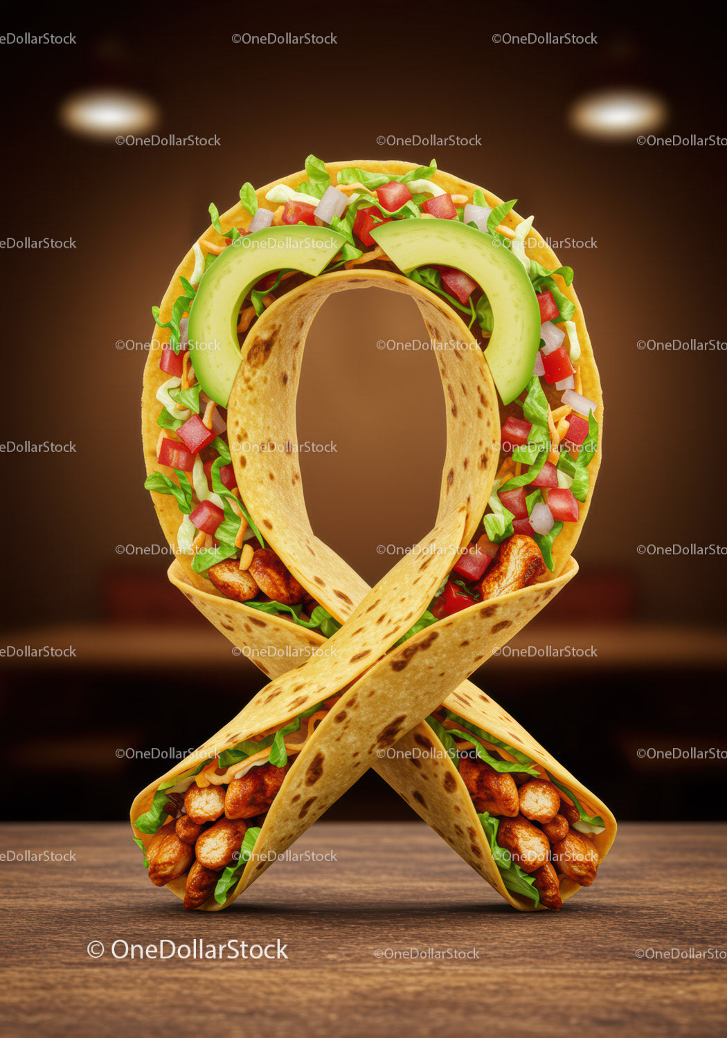 Creative Chicken Wrap Shaped as Awareness Ribbon