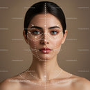 Beautiful Woman Receiving Facial Skincare Treatment with Precise Markings