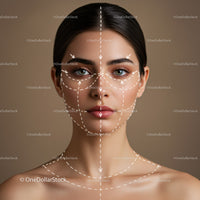 Beautiful Woman Receiving Facial Skincare Treatment with Precise Markings