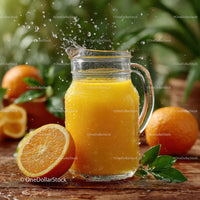 Refreshing Splash of Fresh Orange Juice in Glass Jar