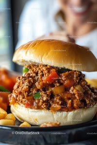 Juicy Ground Beef Burger with Vegetables in Soft Bun