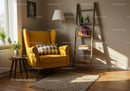 Cozy corner with yellow armchair and natural light