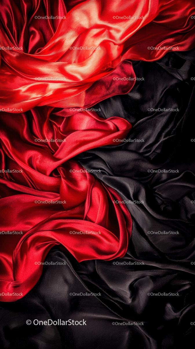 Luxurious Red and Black Satin Fabrics with Elegant Drapes