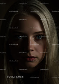 Moody portrait of blonde woman with intense gaze