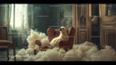 Whimsical Plush Swan Surrounded by Smoke in Vintage Room