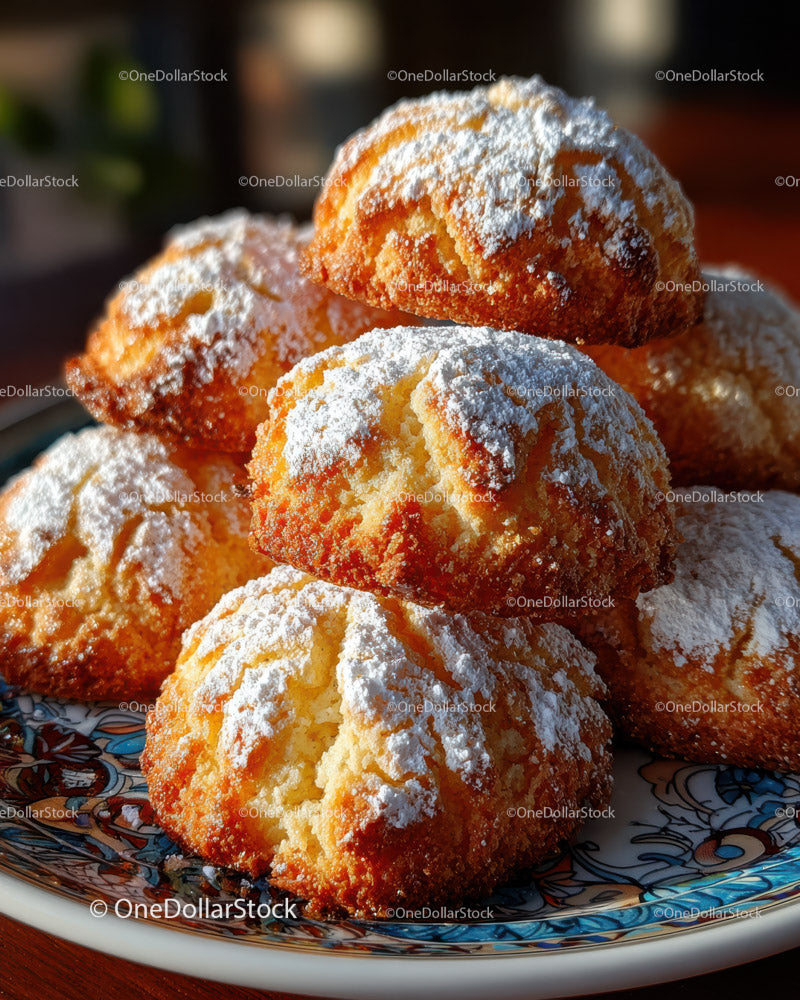 Złote muffiny posypane cukrem pudrem na śniadanie lub deser