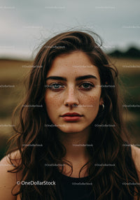 Young woman with freckles and loose hair outdoors