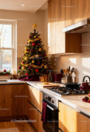 Cozy Kitchen Corner with Festive Christmas Tree Decor