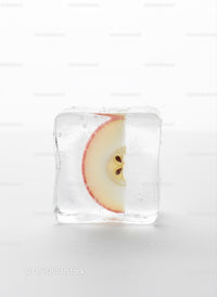 Fresh Apple Slice Encased in Clear Ice Cube
