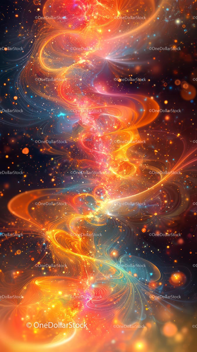 Vibrant Abstract Cosmos with Swirling Light and Galaxy Colors