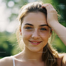 Smiling Young Woman Outdoors with Bright Natural Light