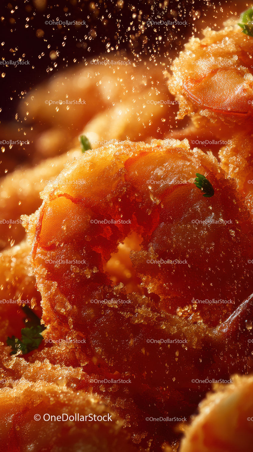 Close-up of Crispy Fried Food with Golden Breading and Seasoning